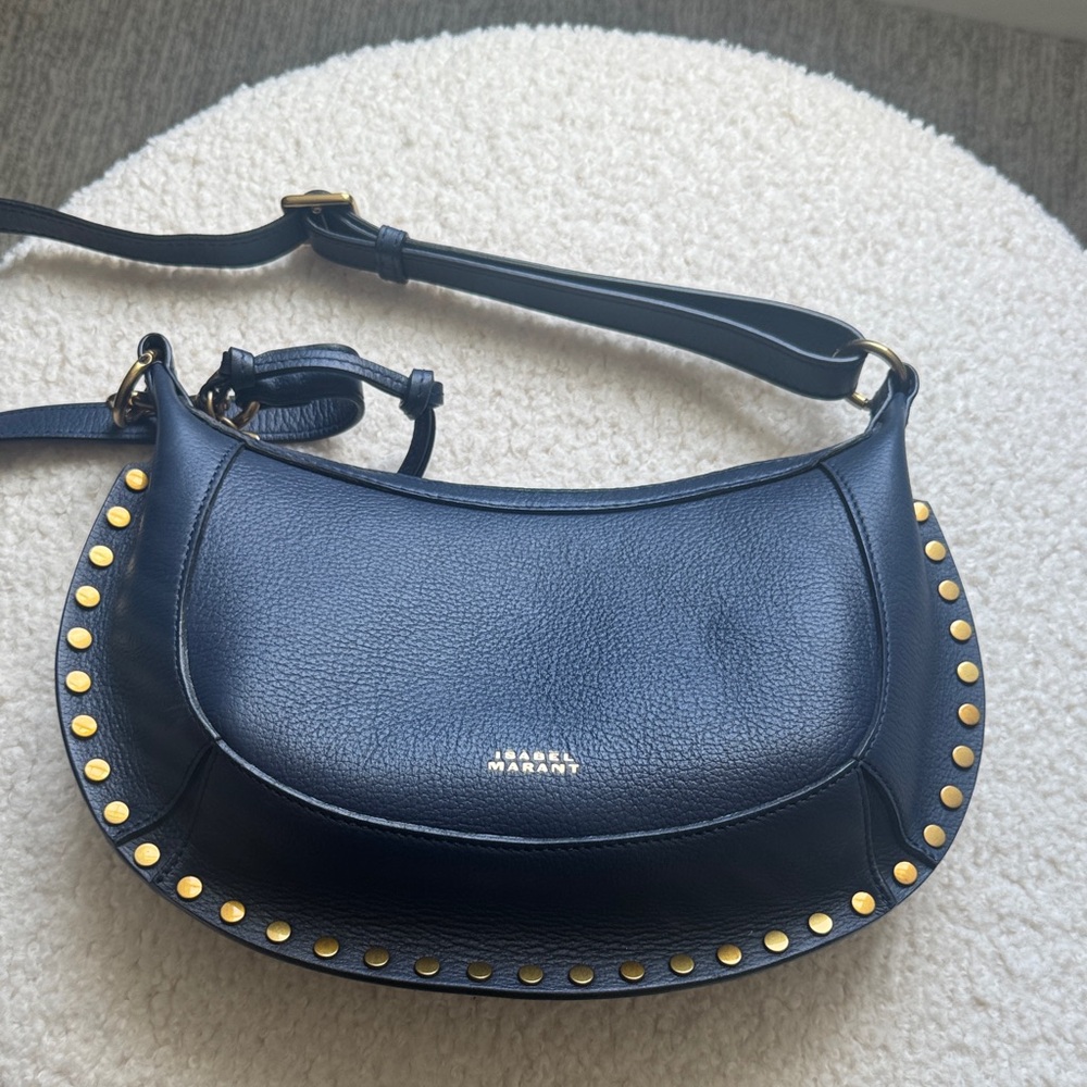 Isabel Marant Dark Blue Shoulder Bag with Gold Accents
